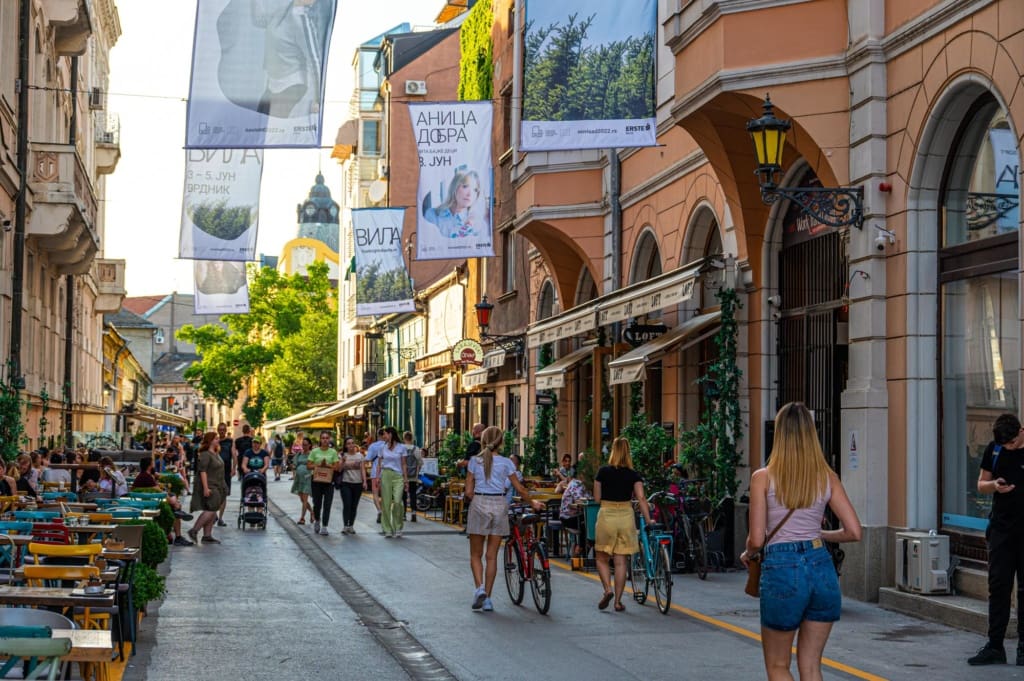 Walking down the street in Novi Sad
