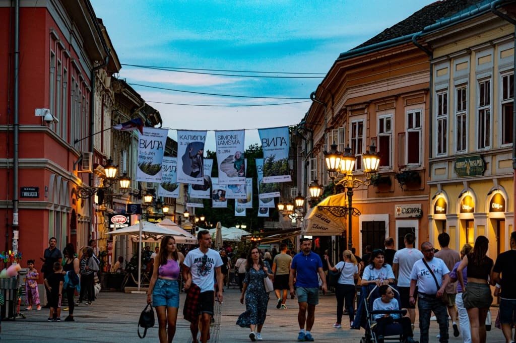 Busy pedestrian street in Novi Sad