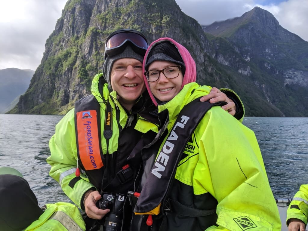 Us on a boat in Norway