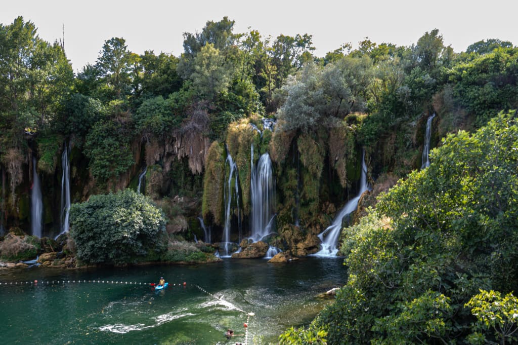 Kravica waterfalls on our day trip from Mostar