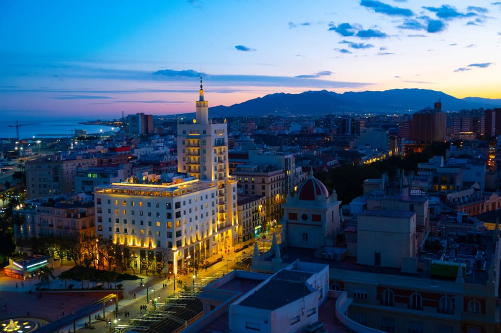Sunset over Malaga, Spain
