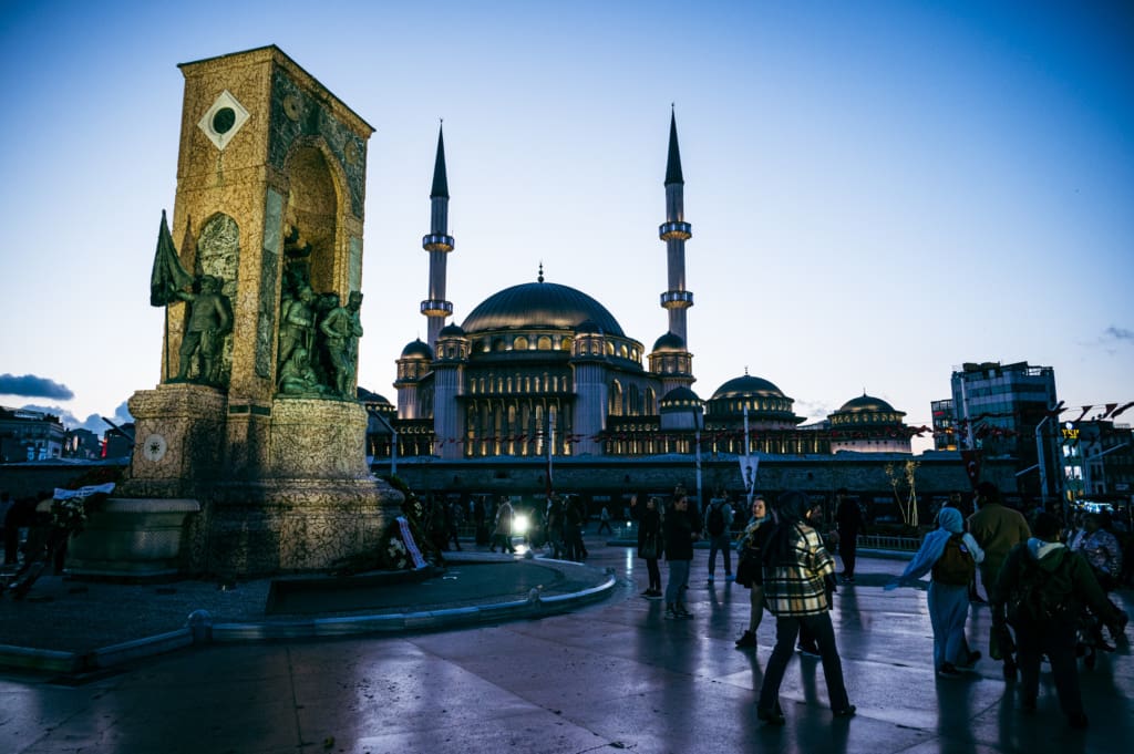 Taksim square and mosque in Istanbul