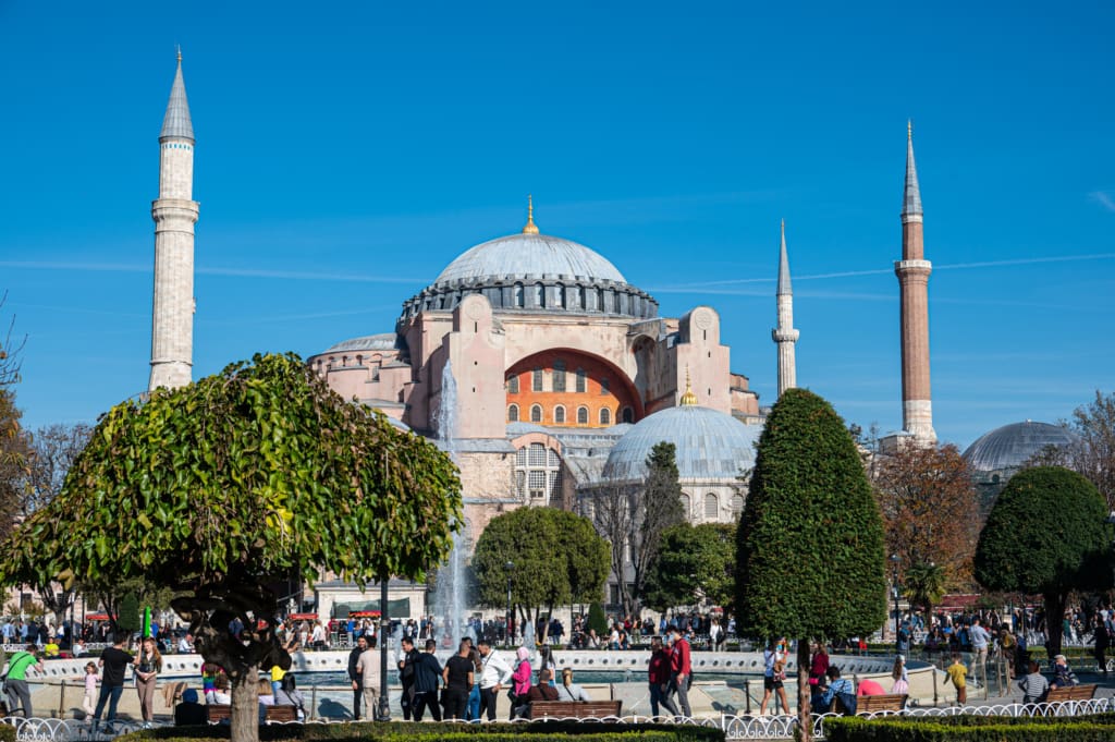 Outside the Hagia Sophia Mosque in Istanbul