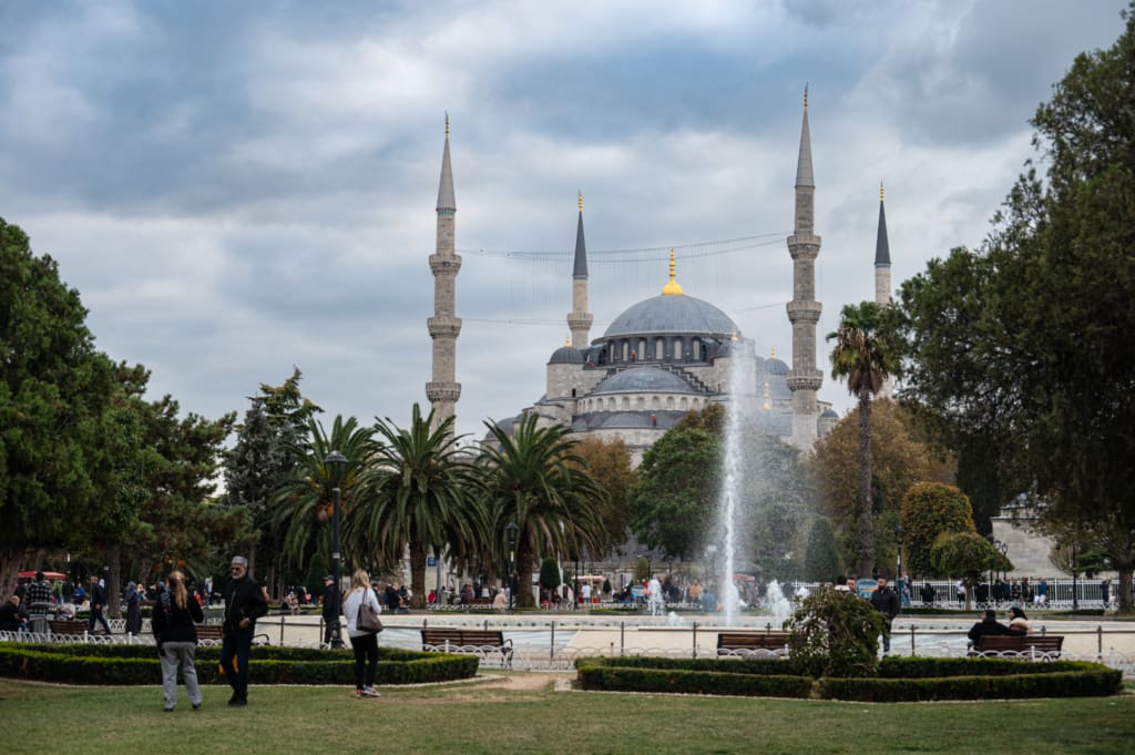 Sultan Ahmet Park view of mosques in Istanbul