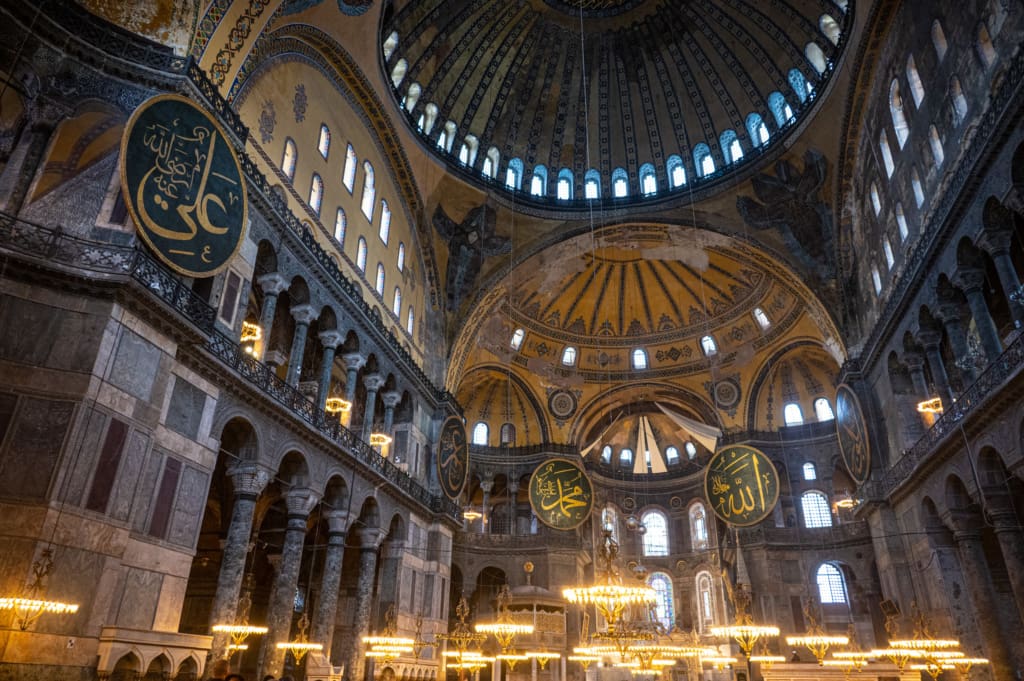 Inside the Hagia Sophia Mosque in istanbul