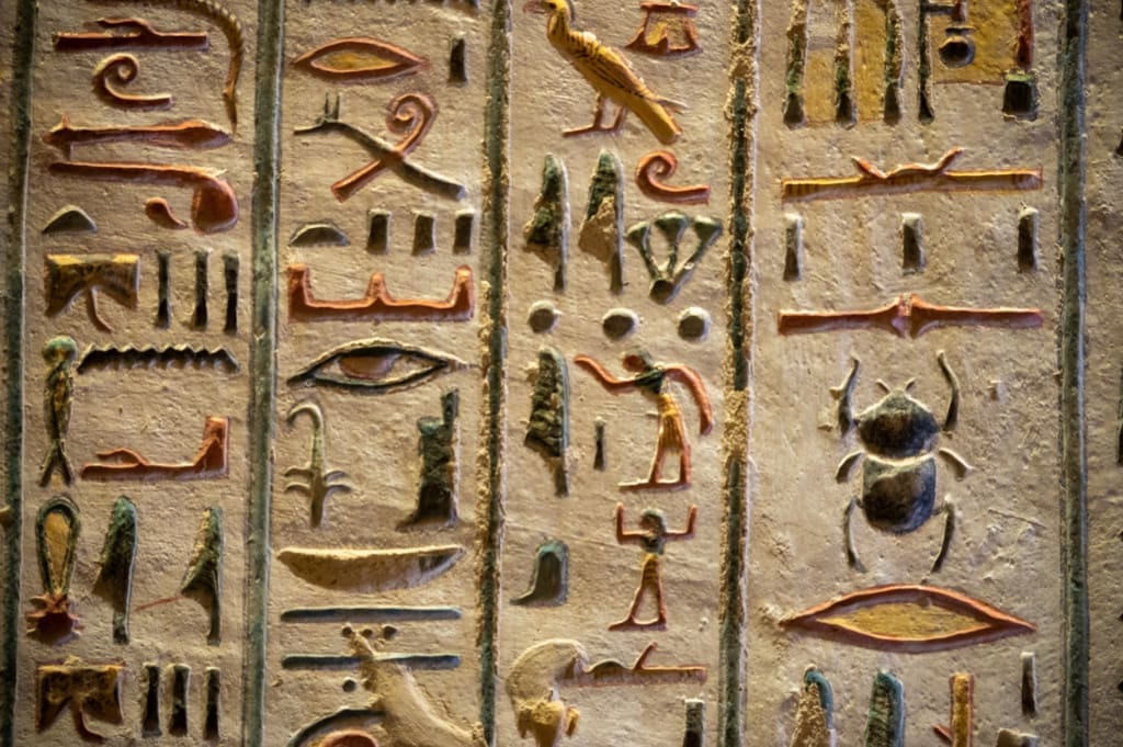 Painted heiroglyphics in the Valley of the Kings