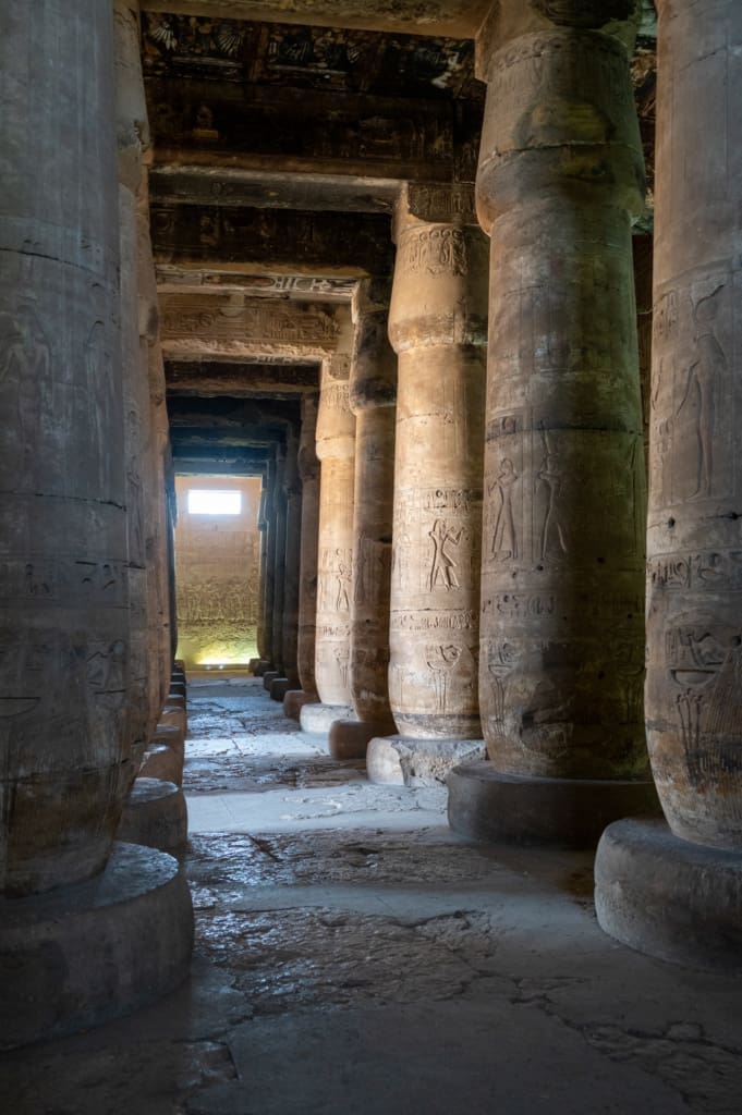 Columns inside the temple of Abydos