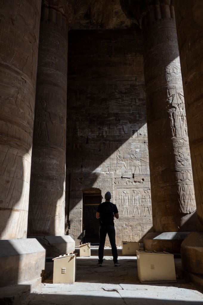 Looking up within the temple of Edfu