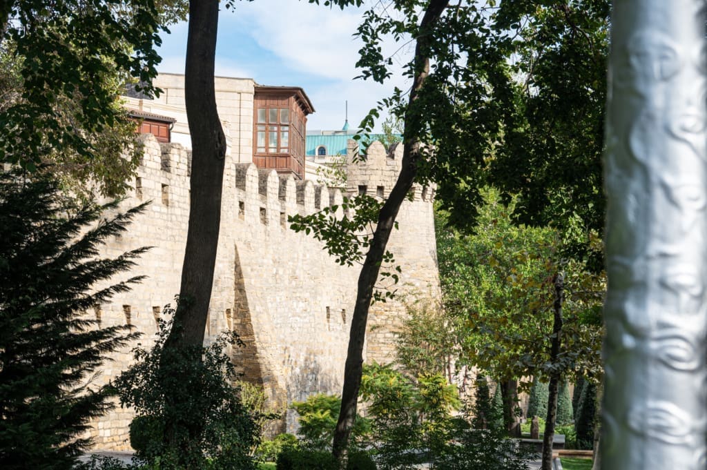 A view of Philarhmonia Garden in Baku outside the Old City